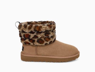 UGG Fluff Mini Quilted Leopard Classic Boots for Womens - Amphora/Brown India